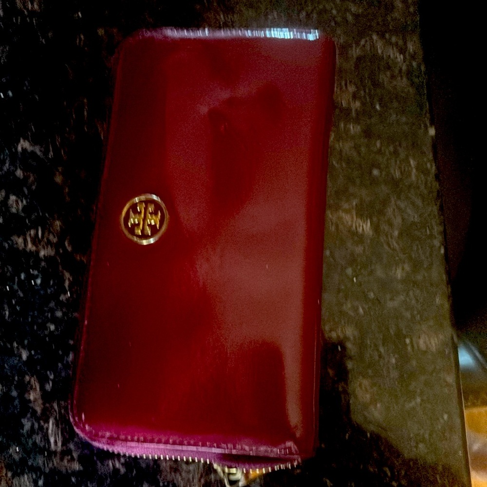 Cranberry color Tory Burch continental wallet